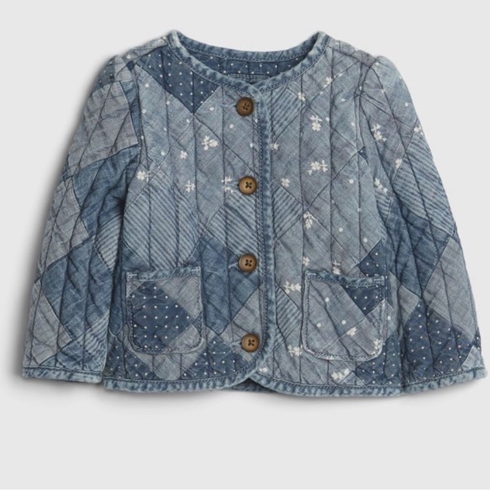 GAP Kids Patchwork Quilt Jean Jacket Chore Coat